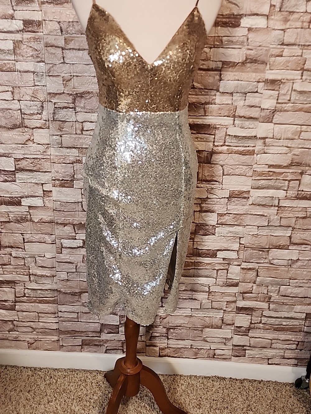 Speechless Gold and Silver Sequin Dress